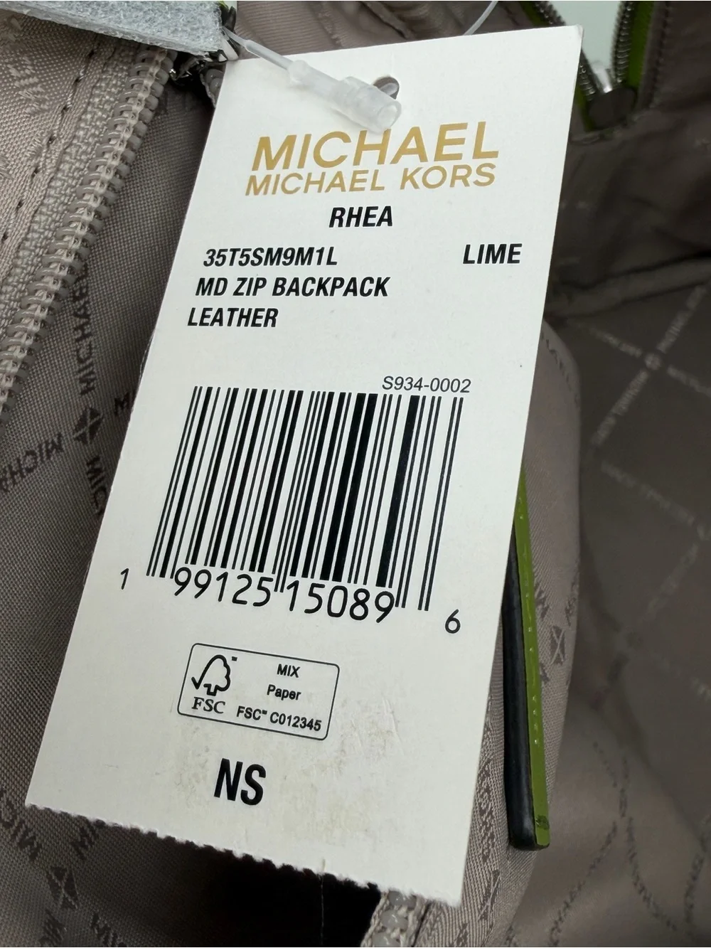 Michael Kors Bright Lime Leather Medium Backpack